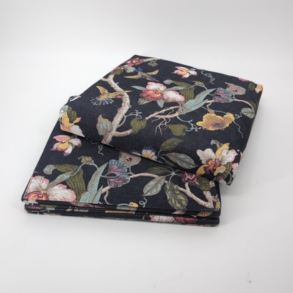 Home Reflections Floral Printed Foldable Square Storage Ottoman Seat Hummingbird - Picture 5 of 5